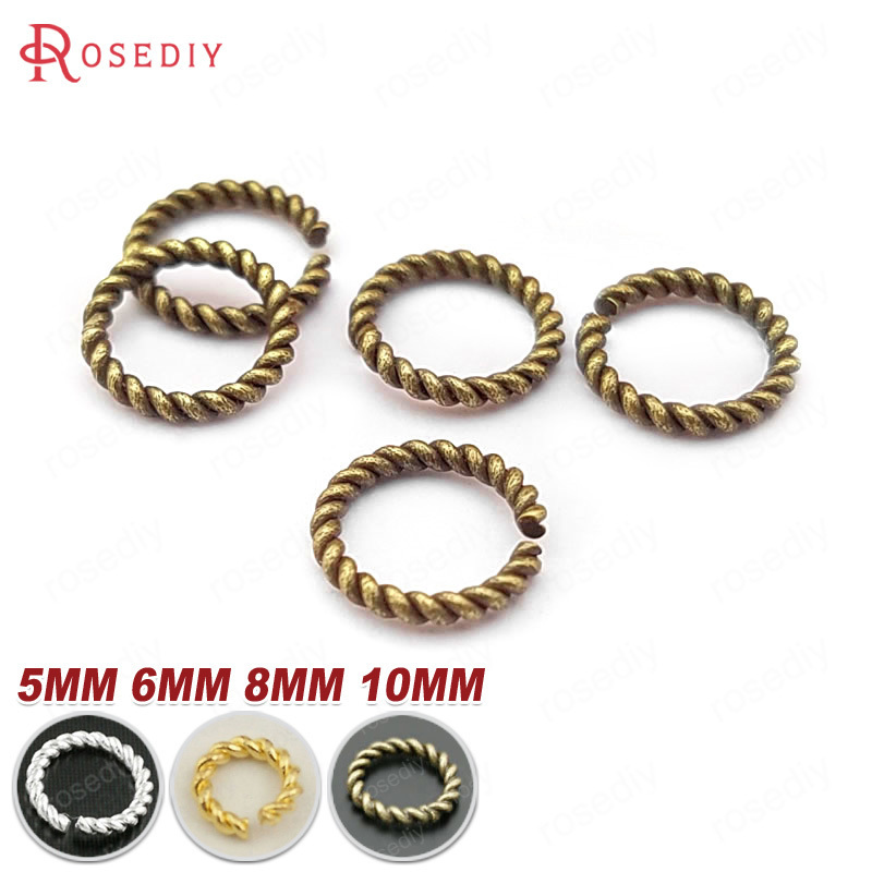 

27811 50PCS Diameter 5MM 6MM 8MM 10MM Brass Twist Jump Rings Split Closed Diy Jewelry Findings Accessories 220716
