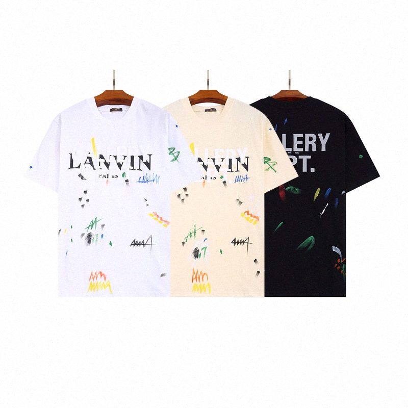 

Designer Mens Womens lanvin T shirt gal joint cotton hand painted tshirts inksplash graffiti letters Summer loose shorts sleeved round neck top Asian 18qM#, Consultative service