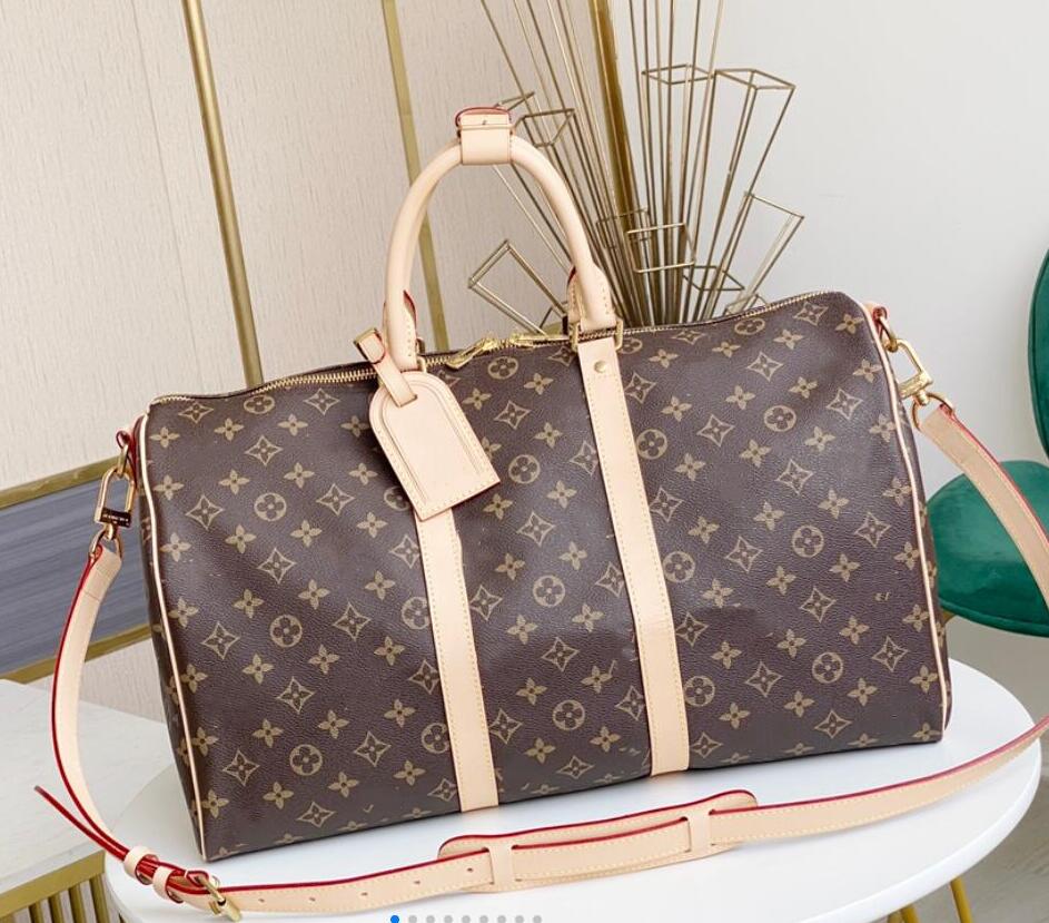 

GGs LVs YSLs louiseity viutonity LOUISS VUTTONS Large capacity 55cm duffel bags Genuine Leather travel luxurys designers shoulder bag men sp