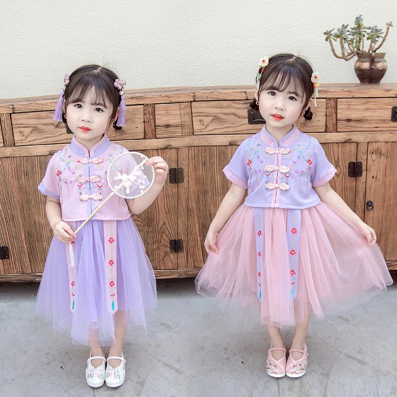 

Girl's Dresses Summer For Girls Chinese Style Tutu Cheongsam Elegant Qipao Dress Baby Girl Children Party ClothingGirl's, Pink