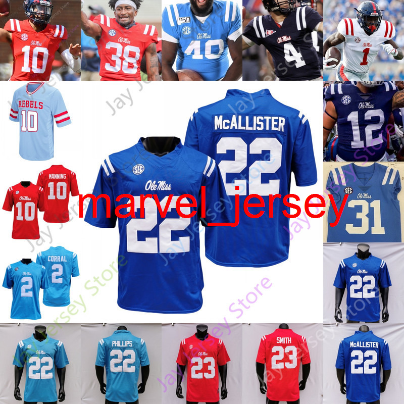 

Ole Miss Rebels Football Jersey NCAA College A.J. BROWN Ta'amu Archie Manning Mike Wallace Michael Oher Ealy Williams Jones Yeboah Metcalf, Red 2020