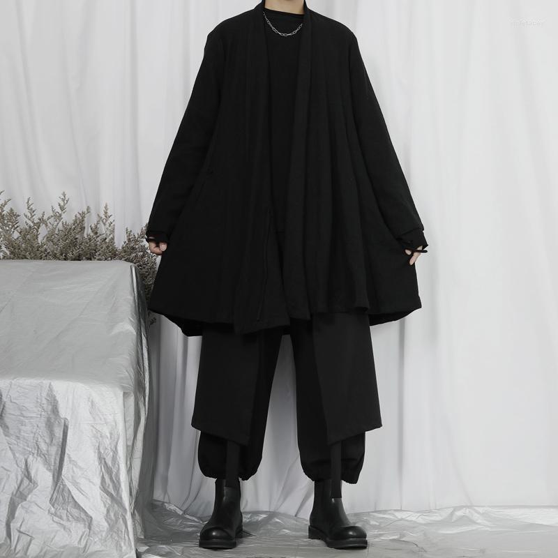 

Men' Trench Coats Loose Cardigan Windbreaker 2022 Spring Large Fashion Trend Medium And Long Casual Coat Viol22, Black