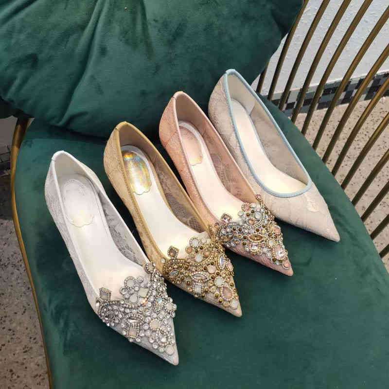 

Dress Shoes RC leather thin heels, Xiuhe Bridesmaid shoes, wedding women's pointed high-end single shoes, 1# shoe box