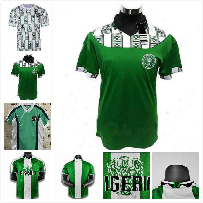 

1996 NI OKOCHA GERRIA retro soccer jersey KANU YEKINI WEST OLISEH 96 classic vintage green home white uniforms JERSEYS football shirt