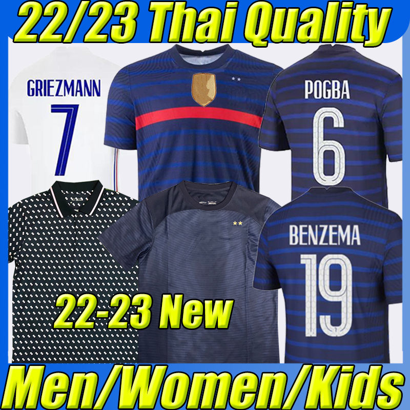 

22/23 Player Fans version FranceS soccer jersey Maillots BENZEMA MBAPPE GRIEZMANN POGBA Maillot Foot 2022 Francia Men Kids KIMPEMBE PAVARD Football Shirt kit shirt, 20-21 home kids