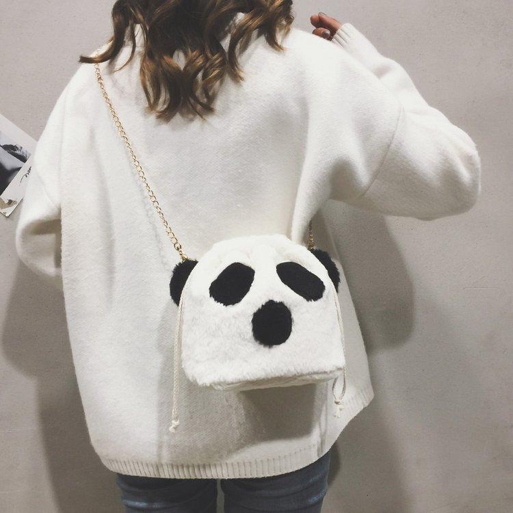 

Evening Bags Women Cartoon Bucket Girls Cute Bear Chain Shoulder Casual Small Fur HandbagsEvening, White