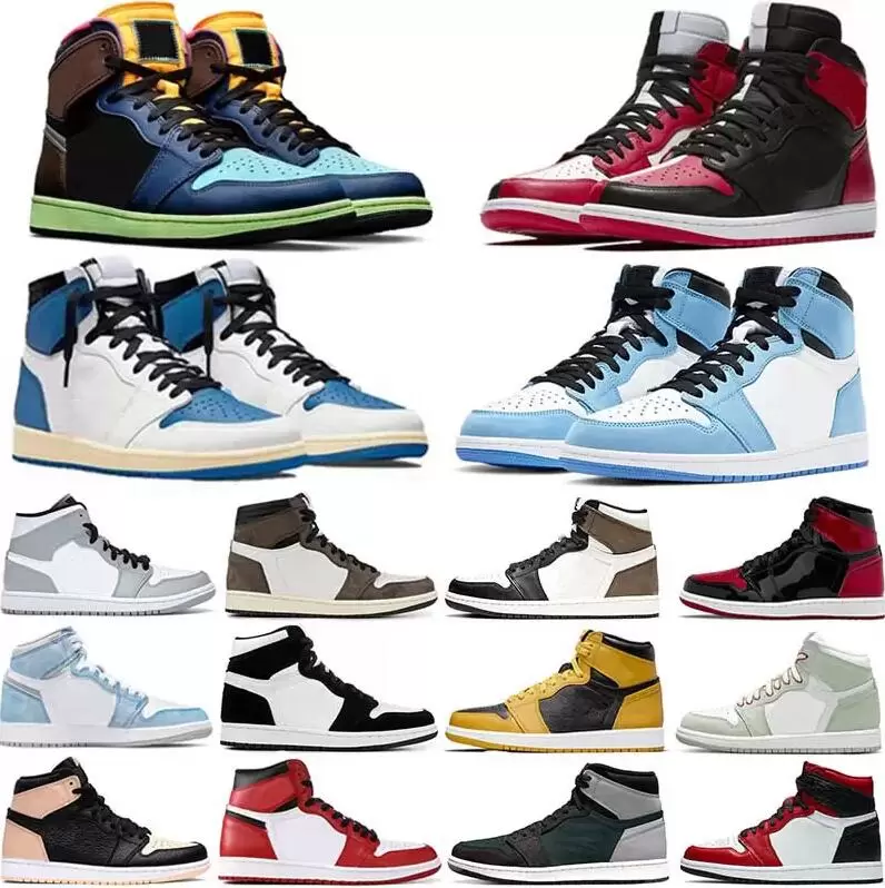 

Mens Jumpman 1 high OG basketball shoes 1s University Blue electro orange dark mocha bred shadow UNC twist men women Sneakers trainers Size us 13.5, 34