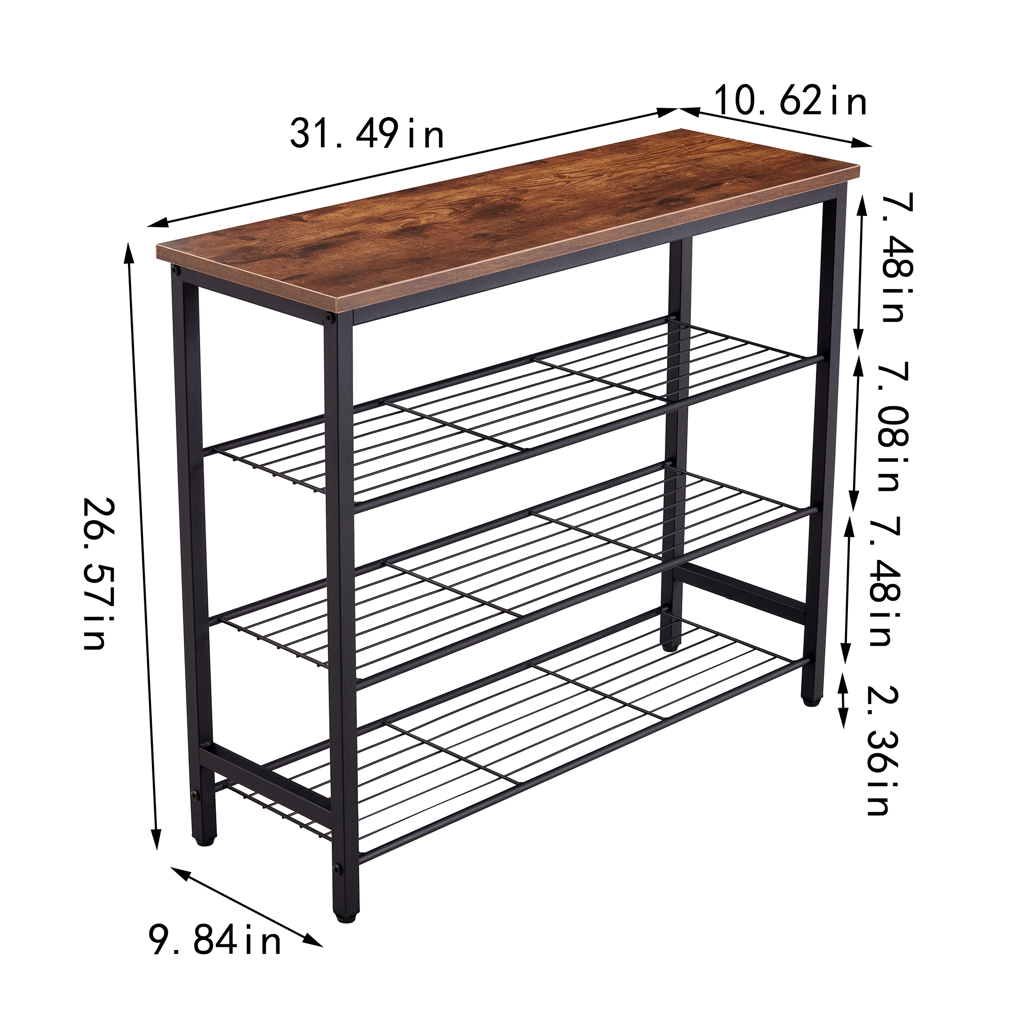 Living Room Furniture DN 4 Tier Metal Shoe Rack Modern Multifunctional Shoe Storage Shelf MDF Top Board-image-768742729