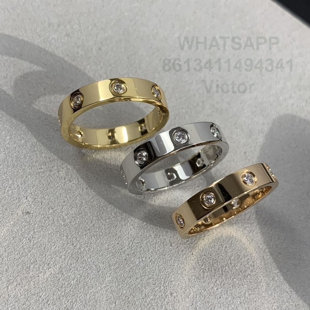 Love ring 8 diamonds width 3.6mm V gold 18K material will never fade narrow wedding ring luxury brand official reproductions With counter box cou