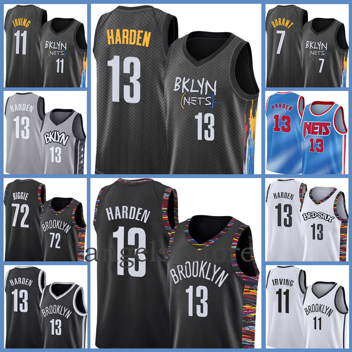 

Brooklyns Basketball Jersey Net James 13 Harden Kyrie Mens 11 Irving 2021 Kevin New 7 Durant 72 Biggie Green, 2021 jersey