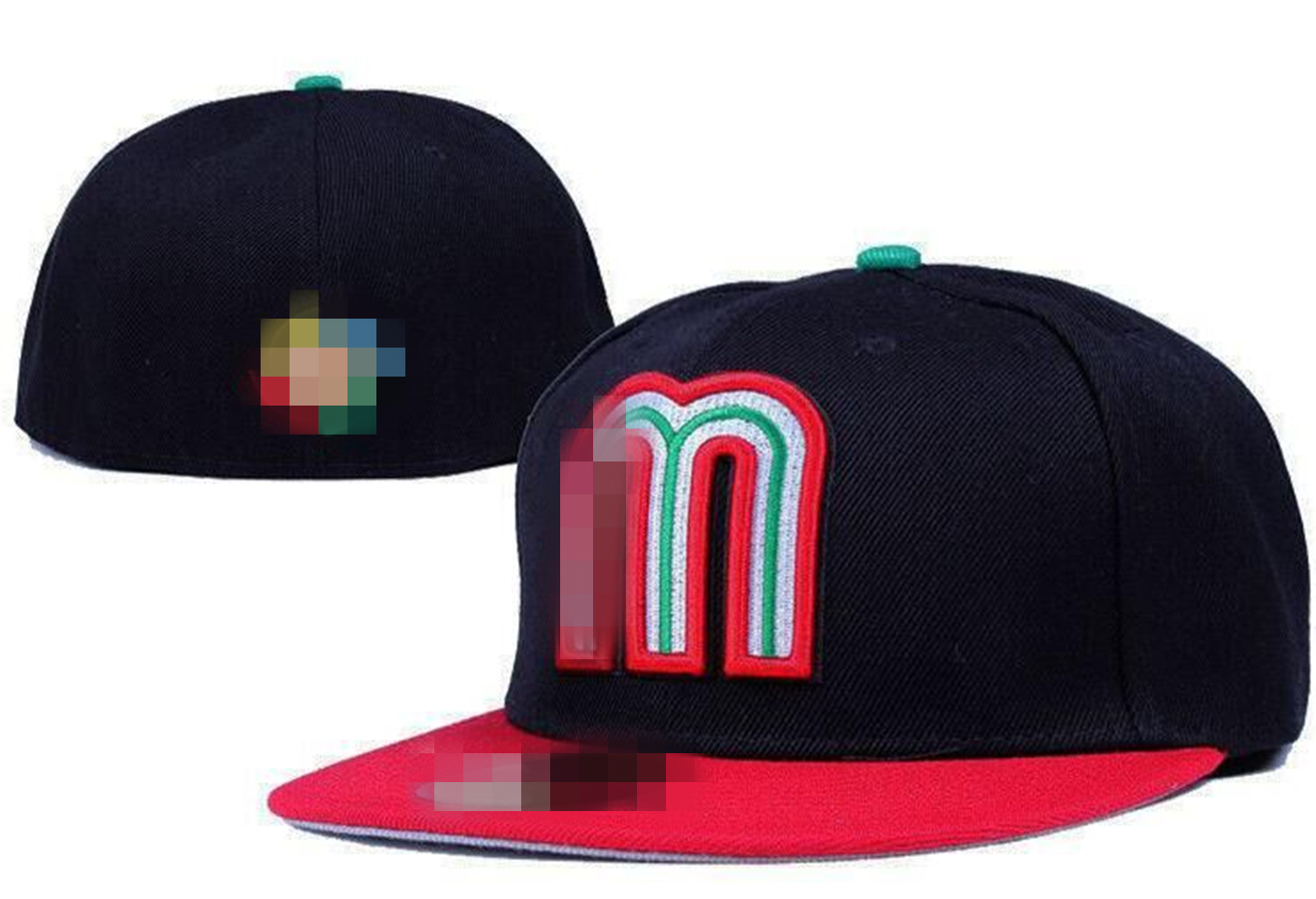 

Mexico Fitted Caps Letter M Hip Hop Size Hats Baseball Caps Adult Flat Peak For Men Women Full Closed H2