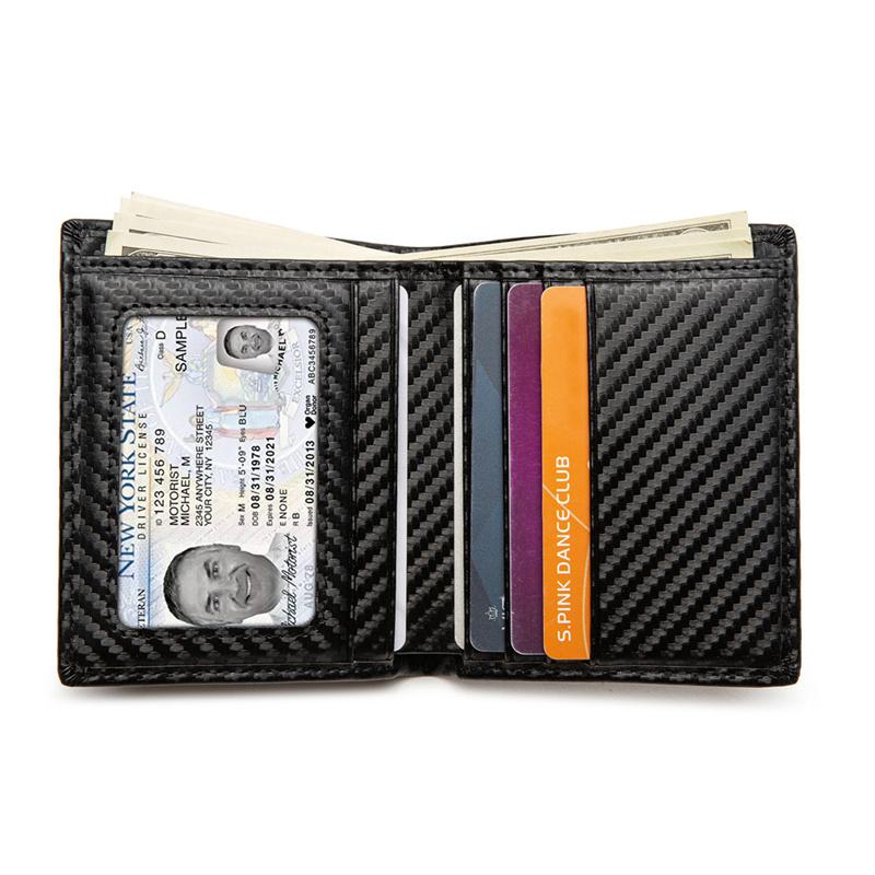

Card Holders Fashion Bussiness ID Holder Carbon Fiber Men Wallet Small Money Purses Dollar Slim Purse Design WalletCard, Black