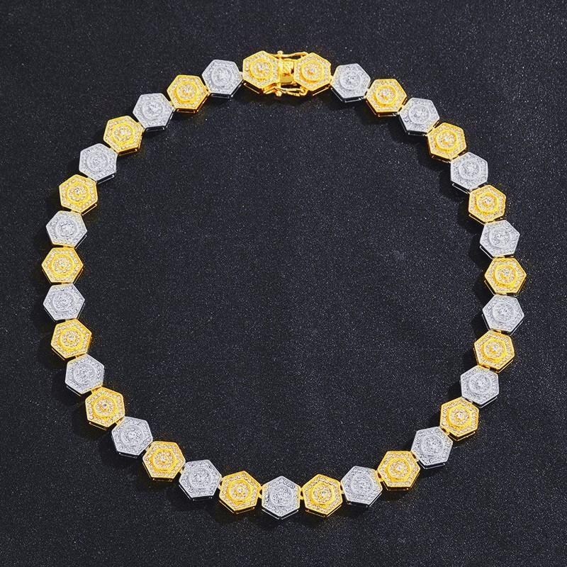 

Pendant Necklaces Hip Hop Iced Out Zircon Geometric Tennis Cuban Link Chain Choker Necklace 14mm Gold Silver 2tone Color Jewelry For Men Wom