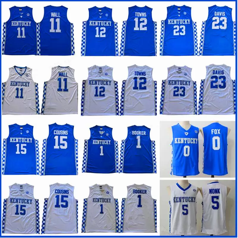 

Kentucky Wildcats Jerseys College Jerseys Devin 1 Booker John 11 Wall Davis Karl Anthony 12 Towns Demarcus Cousins Primos Malik Monk De'Aaron Fox Blue Men Jersey Wear