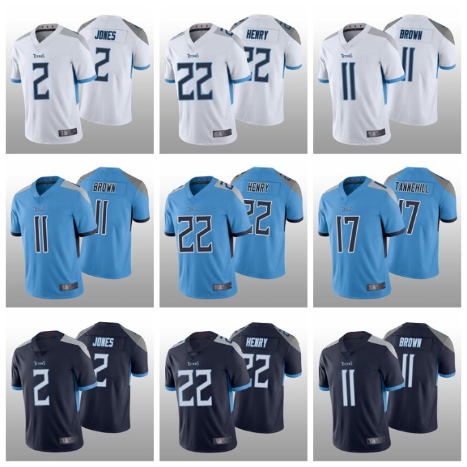 

Jersey 22 Derrick Henry 2 Julio Jones 11 AJ Brown Football 17 Ryan Tannehill Taylor Lewan Steve McNair #039;'Titans''Kevin Byard Caleb Farley George