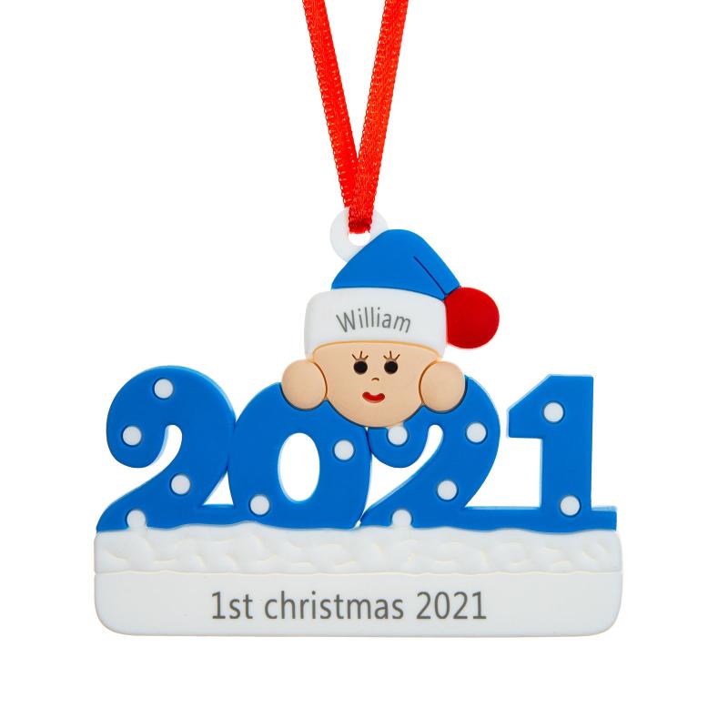 

Pendant Necklaces Christmas Tree Pendants Personalized Custom Name Dolls Drop PVC Material Ornament Family Party Gift