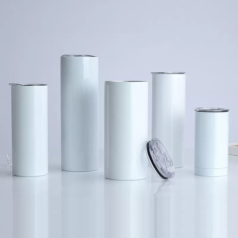 

20oz Sublimation Blanks Straight Skinny Tumblers Stainless Steel Double Wall Mug Insulated Cups, White