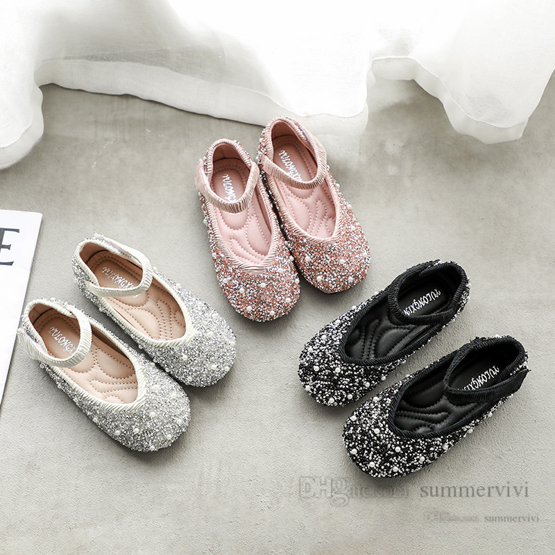 

Girls bling rhinestones shoes 2022 autumn kids beaded wedding party shoes children non-slip lolita Princess dance shoe Q7422, Shoes box