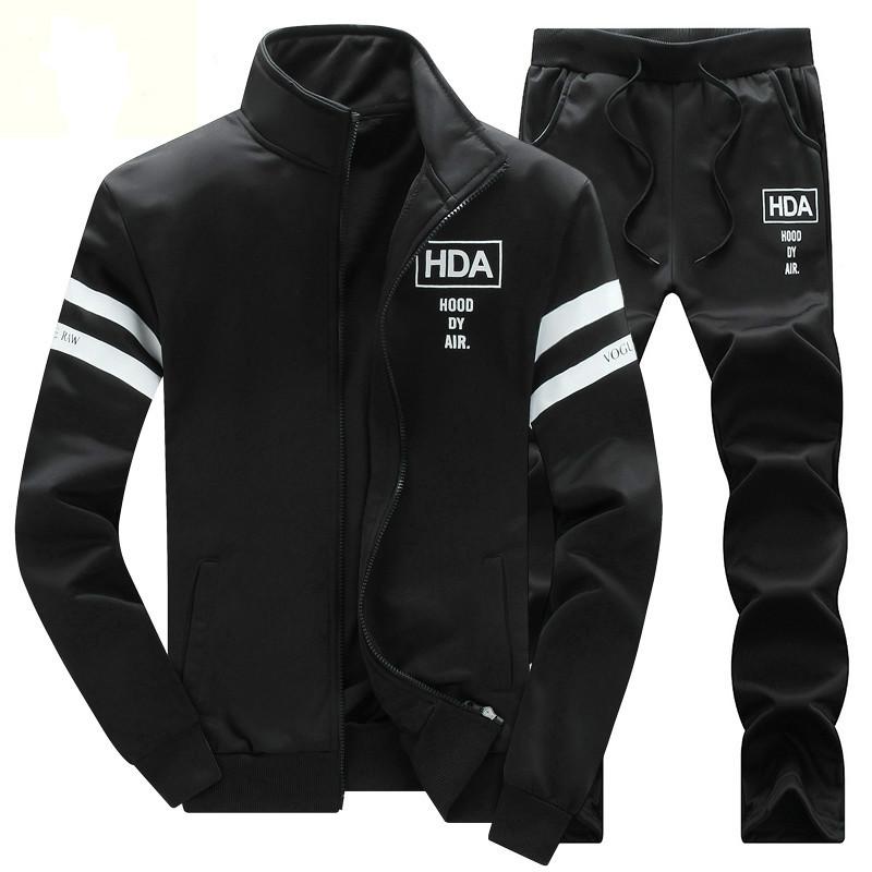 

Men's Tracksuits Brand Men Sets Fashion Autumn Spring Sporting Suit Sweatshirt Sweatpants Mens Clothing 2 Pieces Slim TracksuitMen's, Q11 black