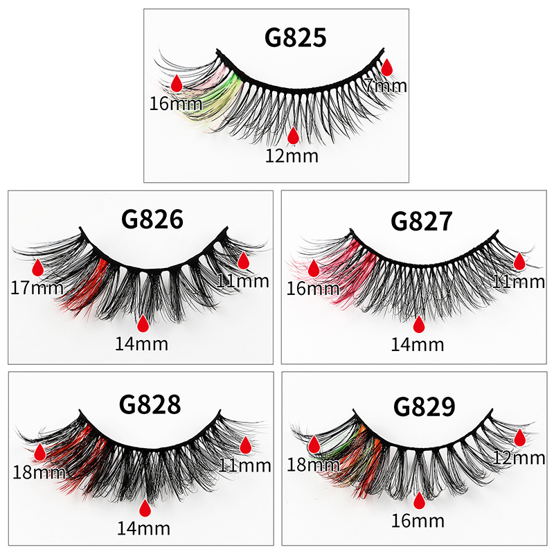 

Europe and the United States 50Pairs 3d false eyelashes natural thick cat eye tail elongated color explosion hairy eyelashes wholesale