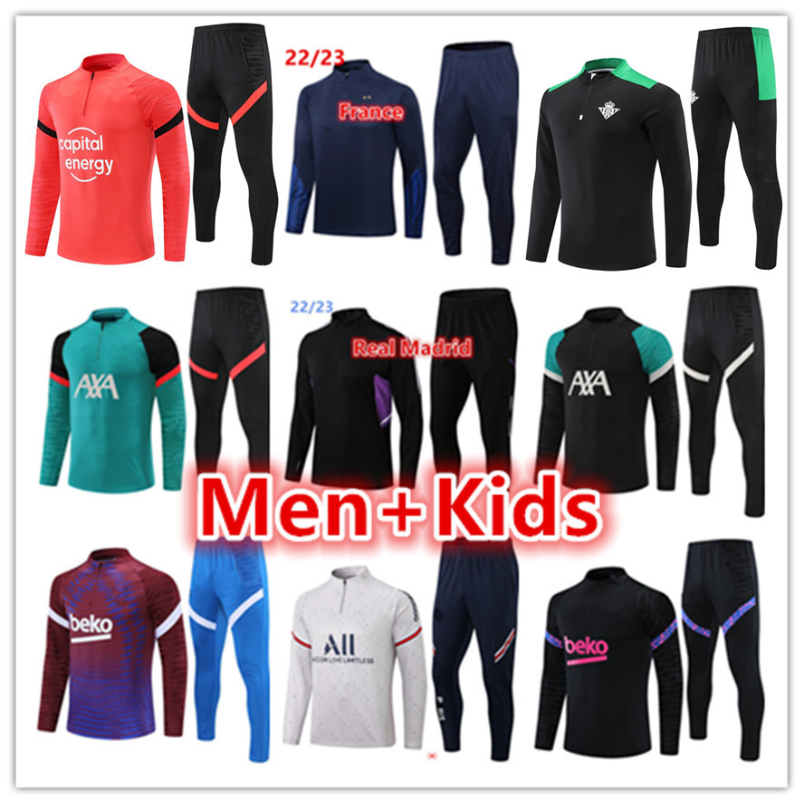 

kids + mens adult 21 22 football training tracksuit soccer jerseys tracksuits suit sets 2022 2023 men kid jersey survetement foot chandal jacket jogging set