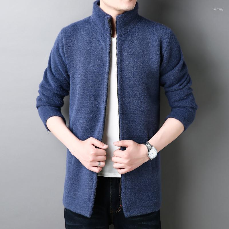 

Men's Sweaters Men Sweater Fleece Cardigan Winter Jacket Men's Slim Long Style Thick Warm Coat 2022 Mens Clothing -4XLMen's Mari22, Black