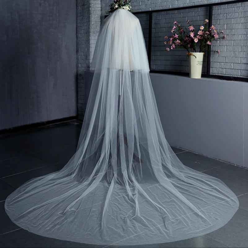 

Bridal Veils Long Veil White/Ivory Wedding Simple With Comb Cathedral One-Layer Face Covered 3X3MeterBridal, Ivory one layer