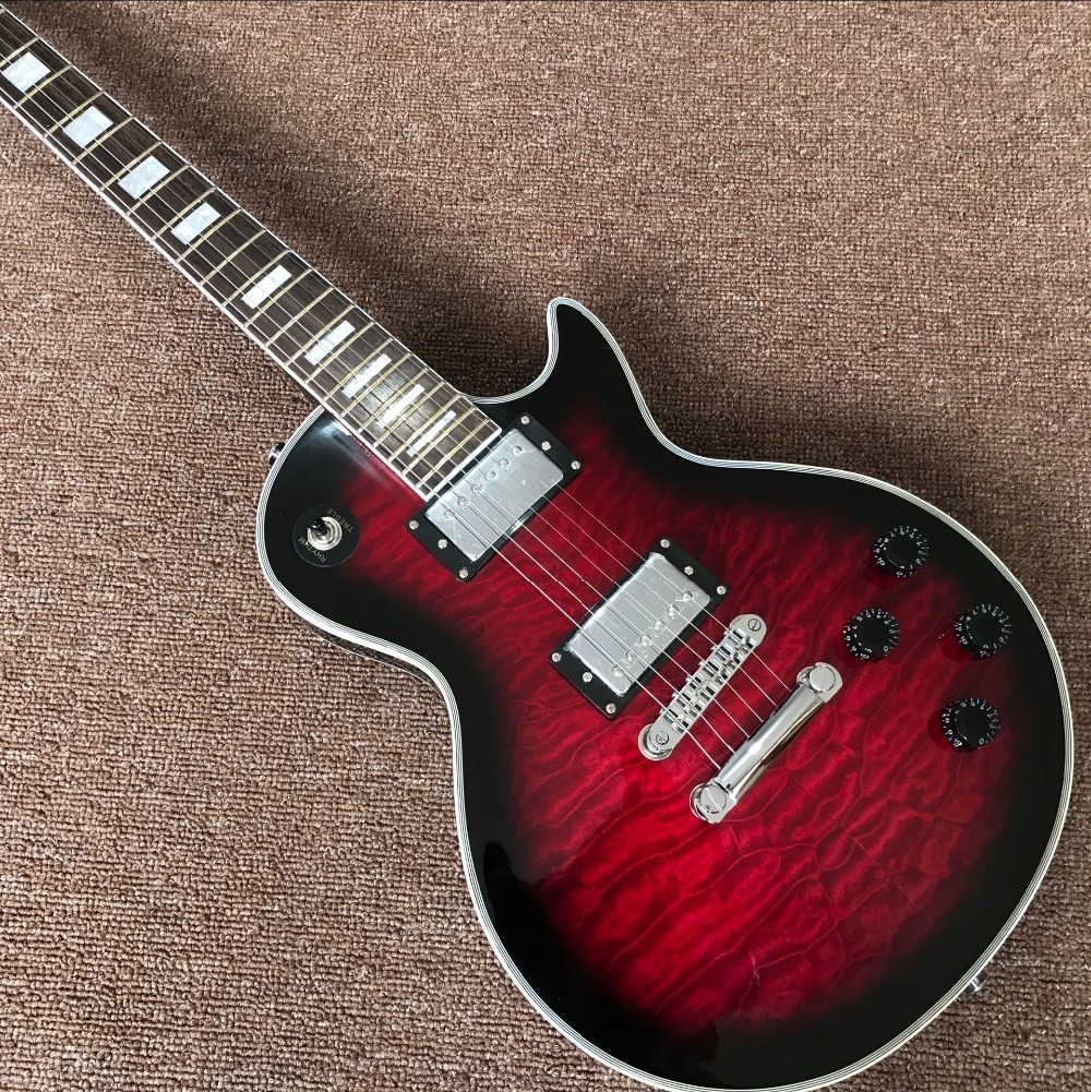 Classic shop custom Electric guitar red color flame top Mahogany body gitaar Rosewood fingerboard guitarra