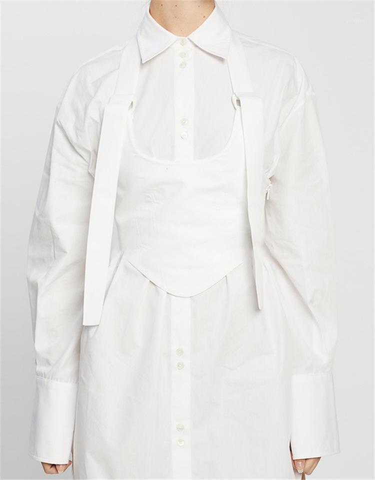 

Fashion Chic Corset Casual Work Office Women Blouse Shirt Two-Piece Dress Women' Blouses & Shirts, White