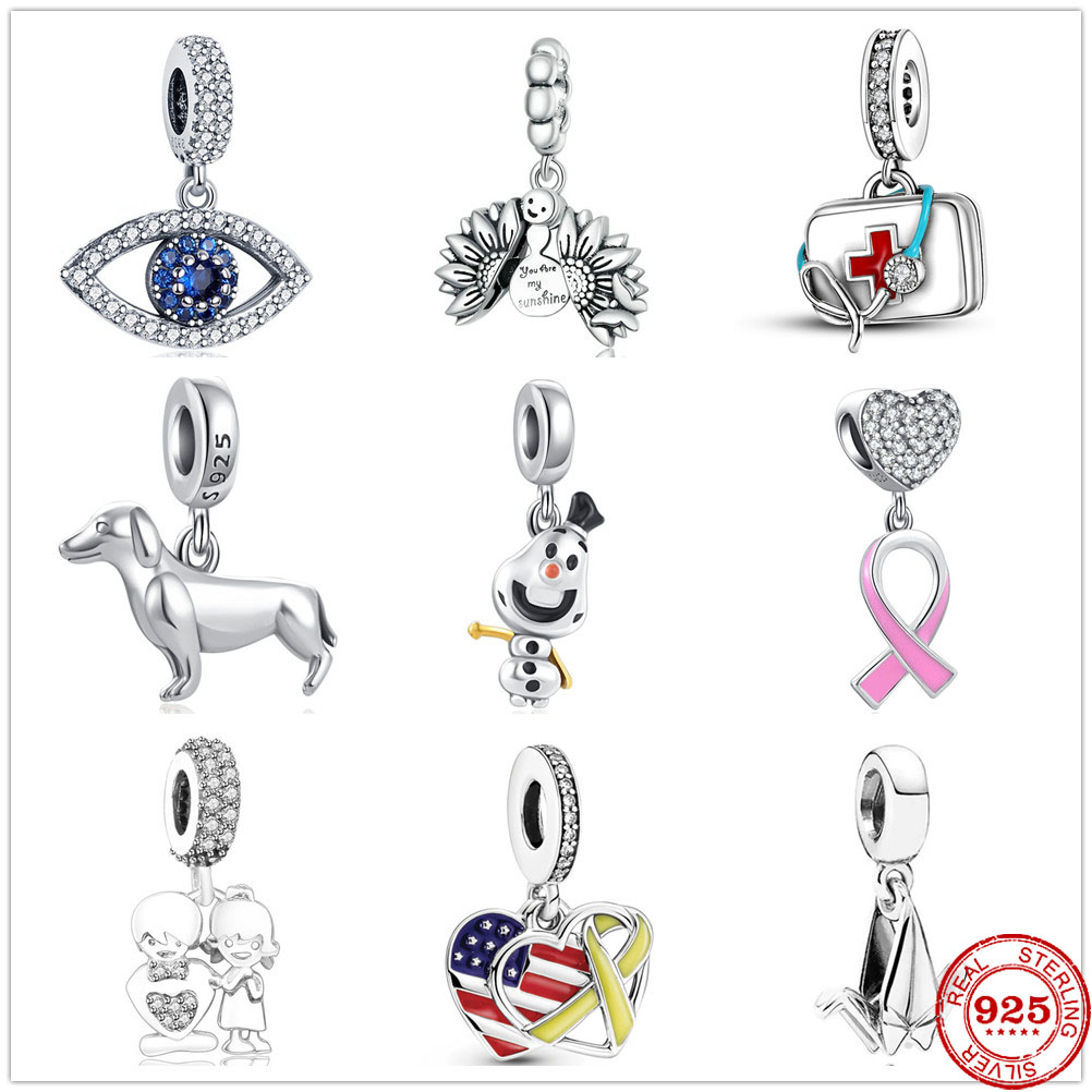 

925 Sterling Silver Dangle Charm Medical kit Dog Beads Bead Fit Pandora Charms Bracelet DIY Jewelry Accessories