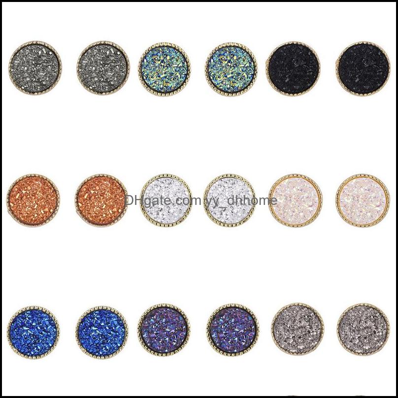 

Stud Women Druzy Drusy Earrings Gold Plated Mini Green Blue Resin Earring Christmas Gift Drop Delivery 2021 Jewelry Yydhhome Dhrik