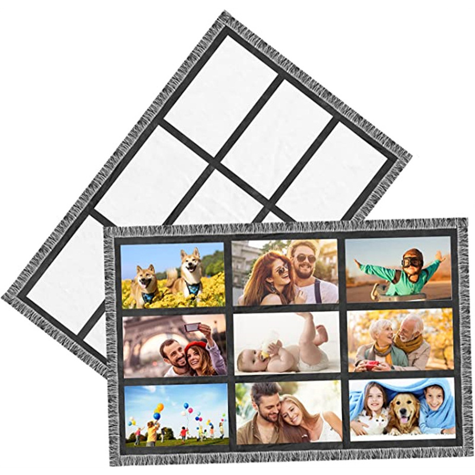 

Sublimation Throw Blankets 9 Grids Baby Printed Blanket with Tassel Super Soft Flannel Blankets Home Decor For Outdoor sxmy26