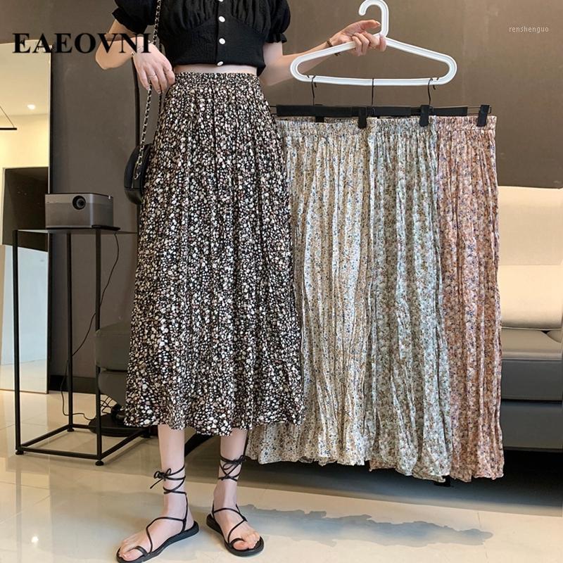 

Casual Summer Pleated Skirts Women 2022 Fashion High Waist Floral Printed Long Skirt Korean Vintage Sexy A Line Y2k Maxi, Beige