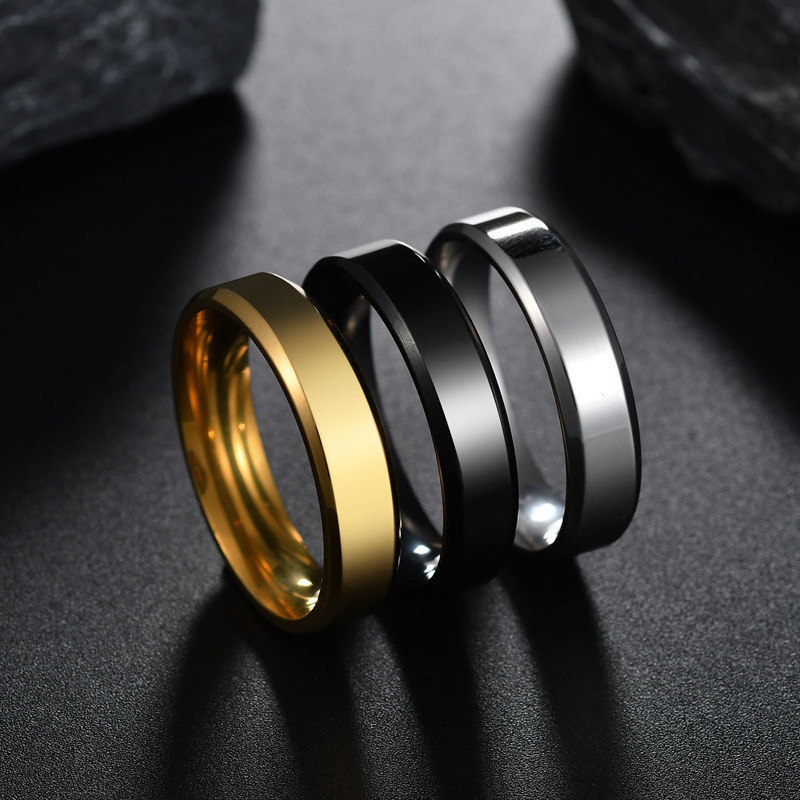 

Wholesale 100pcs/Lot Stainless Steel Band Rings For Men Women Classic 6MM Silver Golden Black Plated Fashion Finger Jewelry Wedding Engagement