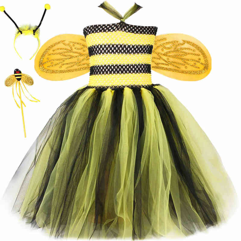 

Little Bee Tutu Dress Kids Dresses Summer Fairy Dress Cosplay Halloweeen Comes for Kids Baby Girl Clothes Toddler Bee Outfit L220715, Dress and wings set
