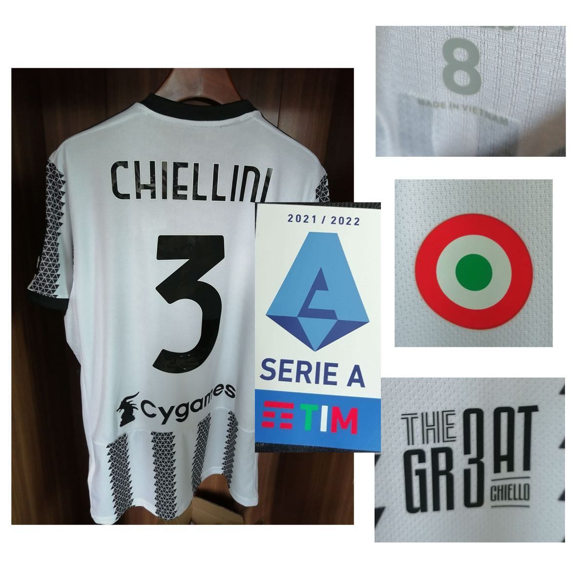 

Home Textile 2022 Match Worn Player Issue The GR3AT CHIELLO CHIELLINI Maillot MatchGame Details Patch, Leave you want name num