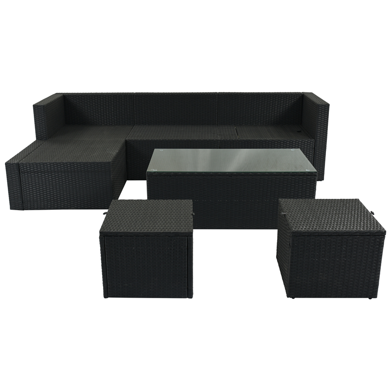 

Large Outdoor Wicker Sofa Set PE Rattan Movable Cushion Sectional Lounger Sofa For Backyard Porch Pool