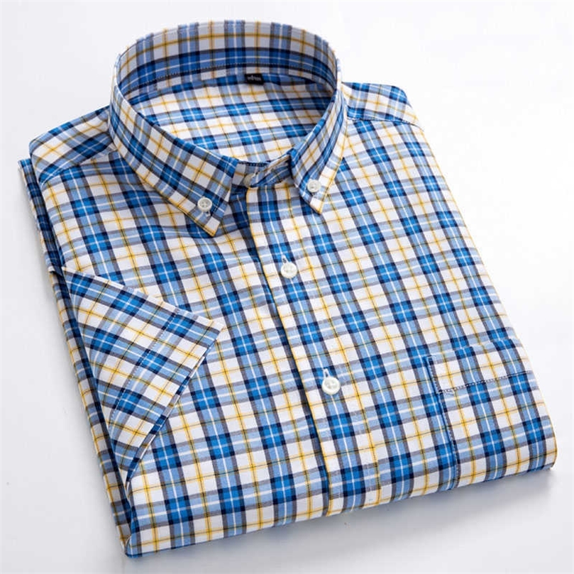 

MACROSEA Summer Short Sleeve Plaid Shirts Fashion Men Business Formal Casual Shirts 100% Cotton Slim Fit Shirts Plus Size S-8XL 210701, Blnf961