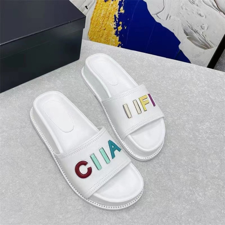 

Slippers Color Letters Summer Outer Wear Thick Sole Luxury Designer Beach Shoes Casual Flat Sandals and Slippers 2022, Blue