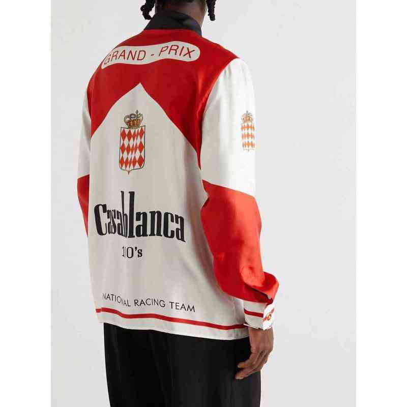 

Casablanca Printed Twill silk shirt men2021 new luxury classic outdoor business, Red