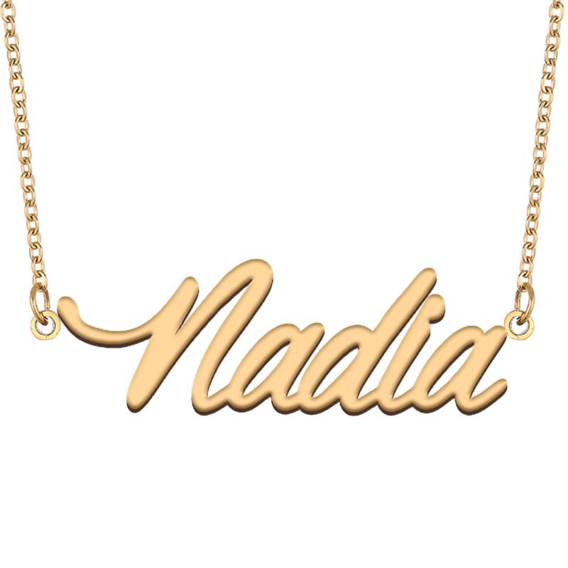 

Pendant Necklaces Nadia Name Necklace For Women Stainless Steel Jewelry 18k Gold Plated Nameplate Femme Mother Girlfriend GiftPendant