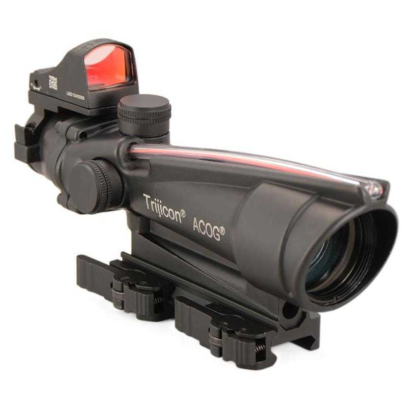 

Tactical ACOG Prism 5x35 Fiber Rifle Optics Scope 1x Red Dot Sight Combo Weaver Picatinny 20mm Rail Base Hunting Shooting Riflescope