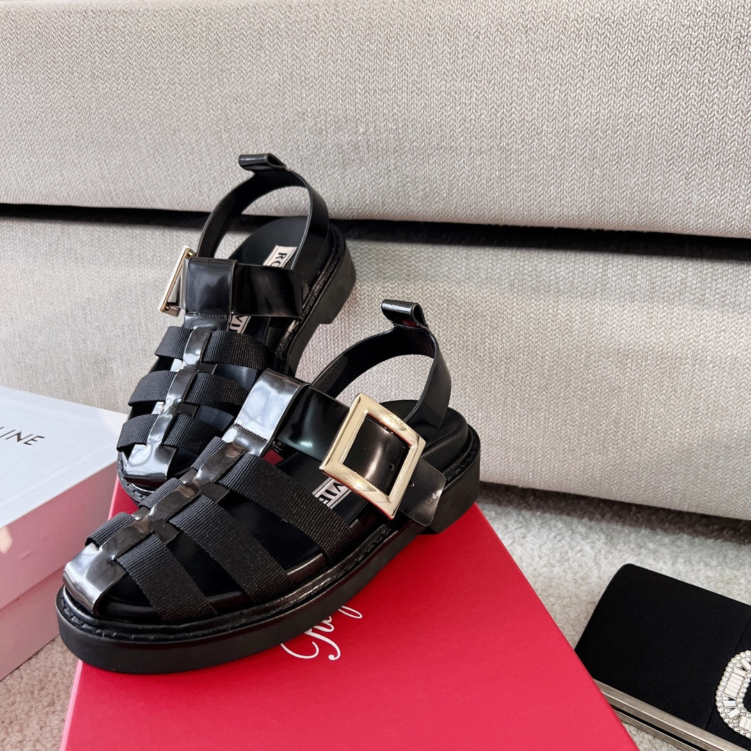 

sandal Designer Shoes slides heels women Dress luxurious sandals flat heel diamonds Italian genuine leather good matching solid comfortable size 34-40, Black drill buckle