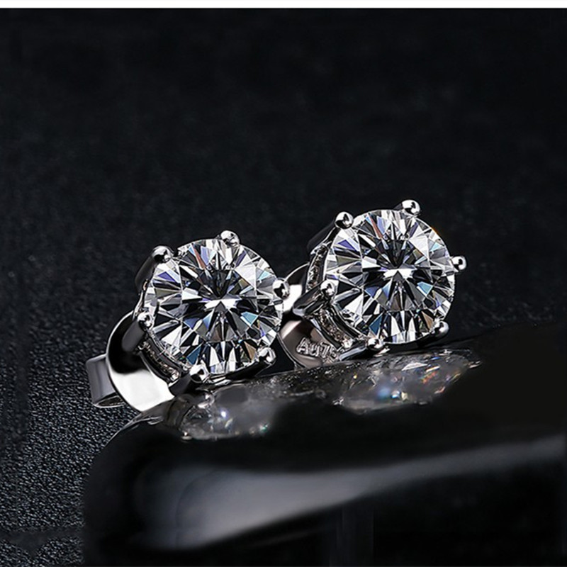 

fashion classic shining crystal stud earrings silver cz zircon ear rings jewelry for women