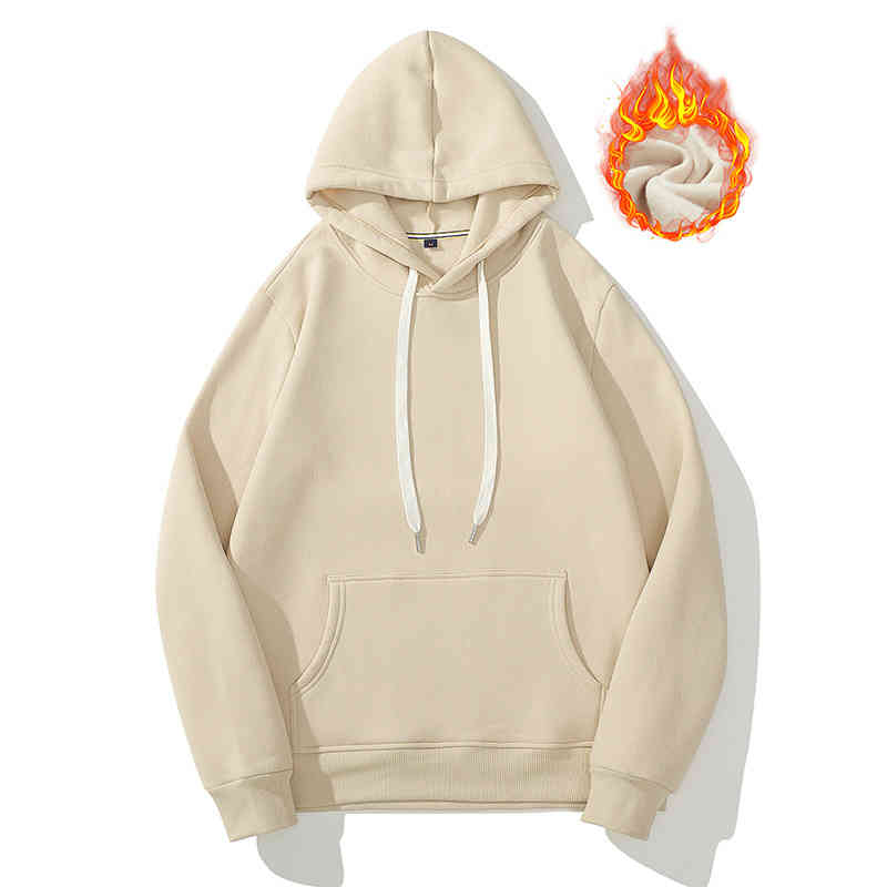 

Bm000 Autumn Winter Hoodie European Men's Plush Loose Pullover Sweater, White