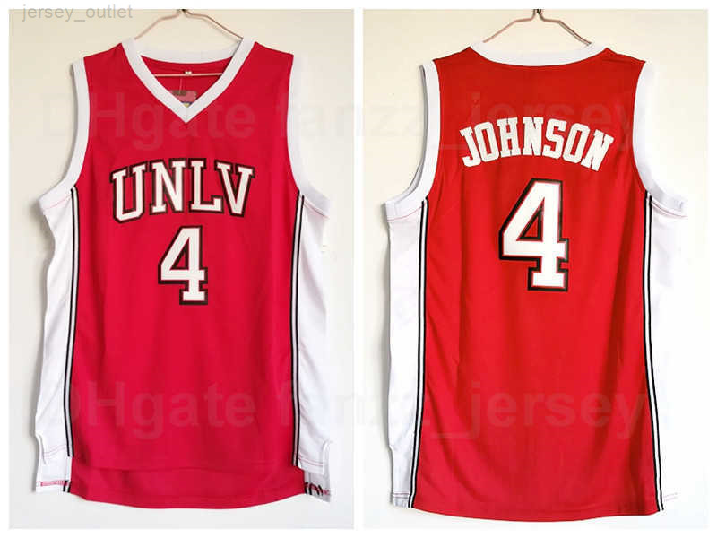 UNLV Running REBEL College 4 Larry Johnson Jerseys University Basketball Red Color Team Breathable Sports Pure Cotton Stitched And Sewn On Excell