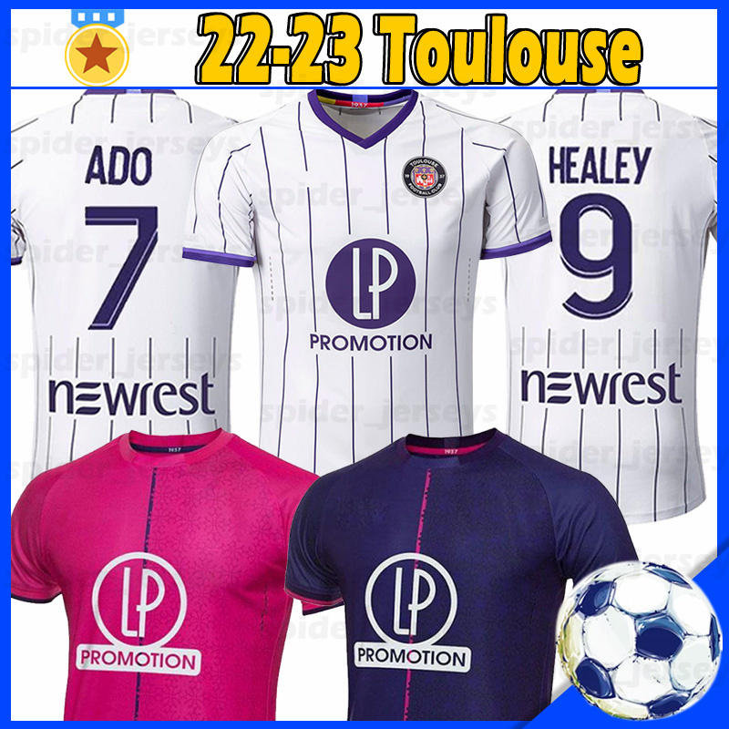 

22/23 Toulouse FC soccer jerseys 2022 2023 maillot de foot DEJAEGERE ADO SPIERINGS Healey Anriste Bayo Adli Men Kids Kits sock Full sets football shirts uniforms, Tuluzi 21-22 away patch