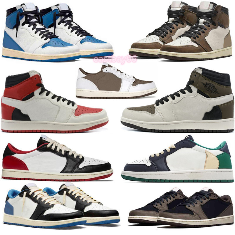 

Shoes Arrival Jumpman 1s Casual Basketball Sneakers High Og Dark Reverse Mocha Military Blue White Black Grey Barb Braided Low, All with original logo
