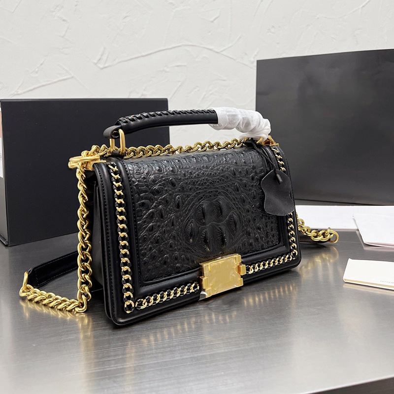 Classic Snake Serpentine Calfskin Flap Bags Green Black White Spring Color Top Handle Totes Chain Strap Crossbody Shoulder Purse Womens Designer Han