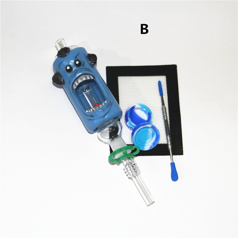 

hookahs Nectar Collector Glass Kit with Titanium and Quartz Nail Dish 14mm Water Pipe Mini Glass Bong dabber mat